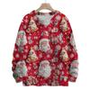 Women's Fashion Round Neck Casual Long Sleeve Christmas Cute Printed Woolen Knit Top