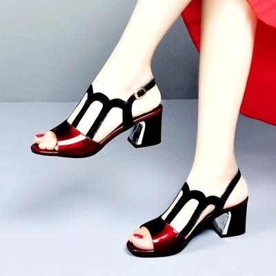 Повседневные женские сандалии на толстом каблуке в Корее, массивная женская обувь, распродажа, новые дышащие модные летние 2024 года, удобные, роскошные