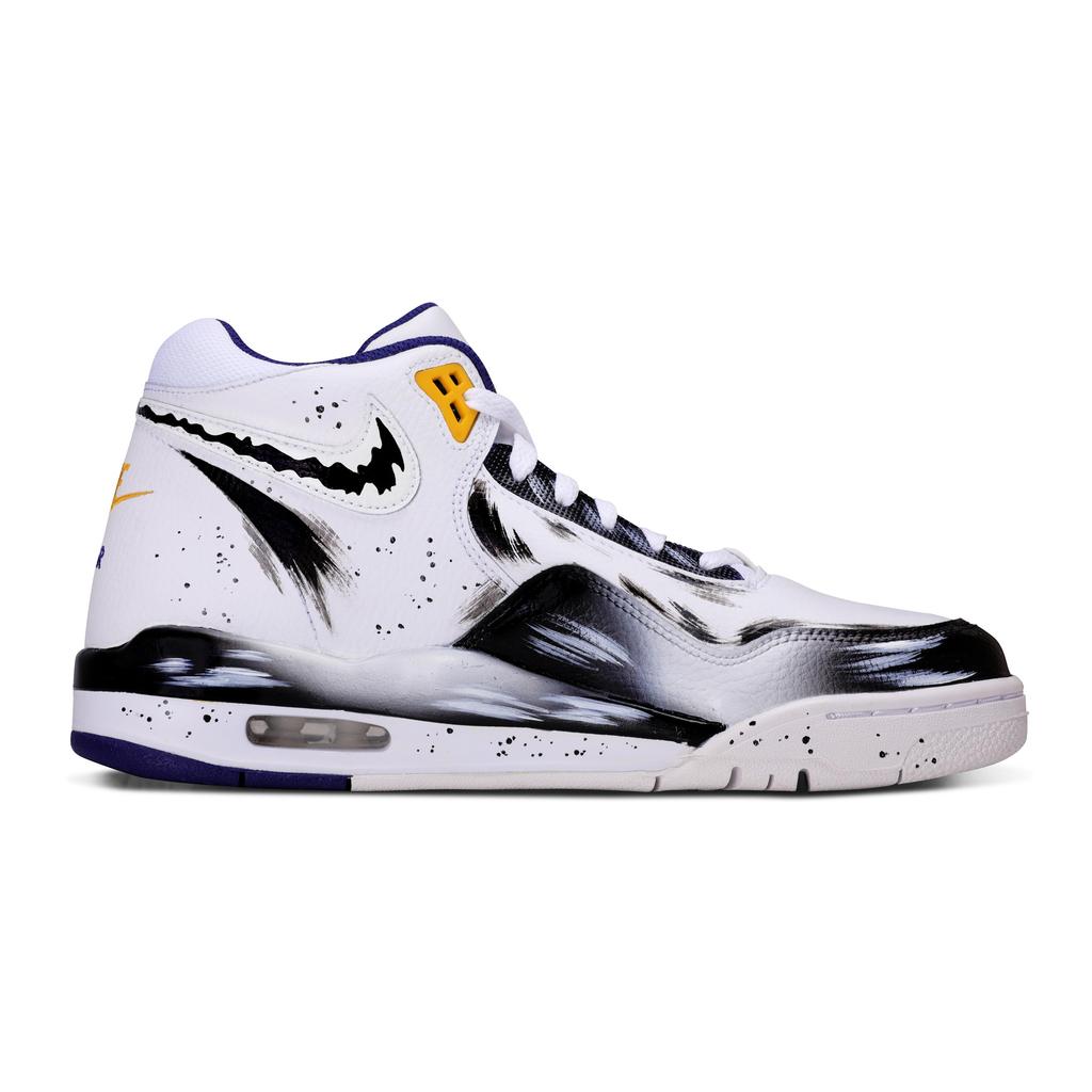 Nike Flight Legacy Leather Abrasion Resistant Mid top Vintage Basketball Shoes Men's Black White BQ4212-102(team656--BOX)