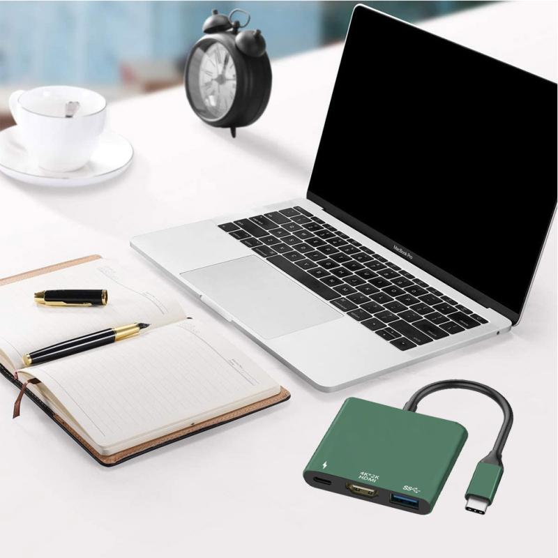 Usb-C 3.1–4k HDMI-совместимый USB-C Кабель-адаптер USB 3.0 Зарядное устройство-концентратор 3 в 1 Аудио-видео