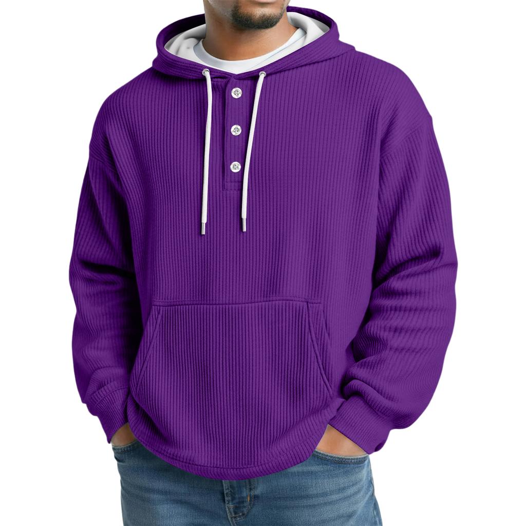 Men's Knit Hooded Sweatshirt Casual Long-Sleeve Sweatshirt
