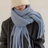 Women Winter Scarf Solid Color Thickened Warm Shawl Scarf with Tassel Design Cold Weather Fashion Accessories