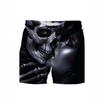 Beach Shorts Men's 3D Skull Print, Informal Sports Shorts, Comfortable Surf Shorts for Summer