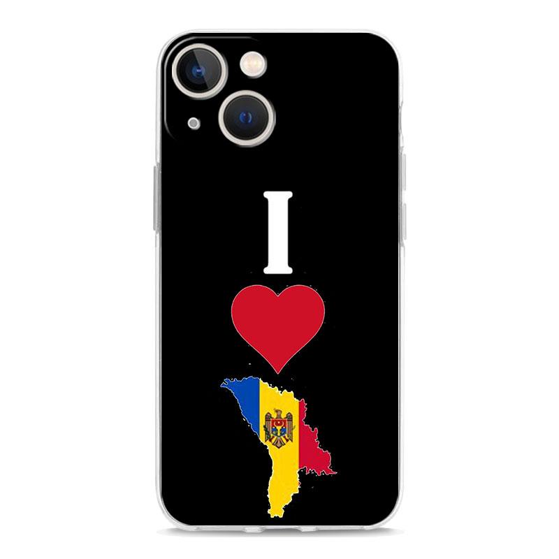 Чехол для телефона iPhone 17 Air Cases iPhone 16 15 12 13 14 Pro Max SE 7 8 Plus iPhone11 Прозрачный Мягкий Чехол Флаг Молдовы