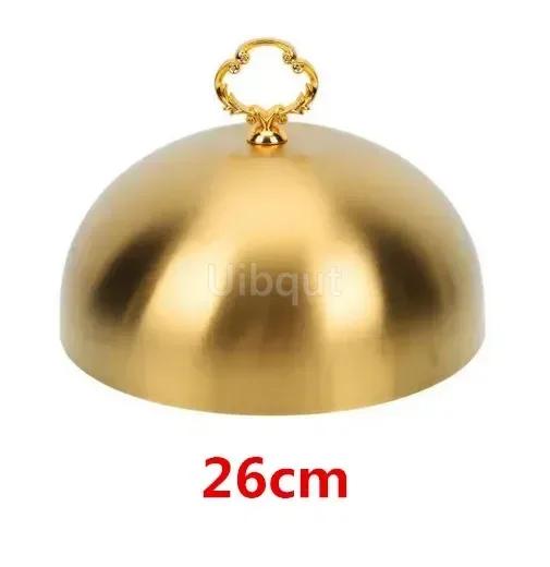golden Cover Food Stainless Dome Lid Tent Protector Steak Serving tray For Melting Kitchen Metal Cheese Plate Cover Dish Basting