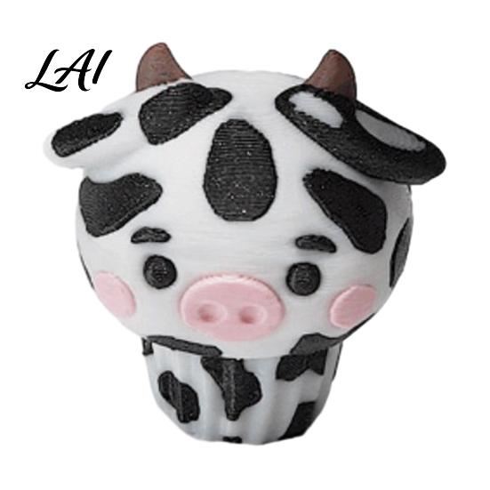 Tactile Clicker Toy Cow Cupcake Fidget Finger Anxiety Printed Toy 3D Relief Gadgets Clicky Button Sensory for Reduction & Focus Aid