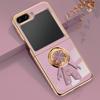 For Samsung Galaxy Z Flip5 5G Case with Astronaut Ring Kickstand 6D Electroplating TPU Phone Cover
