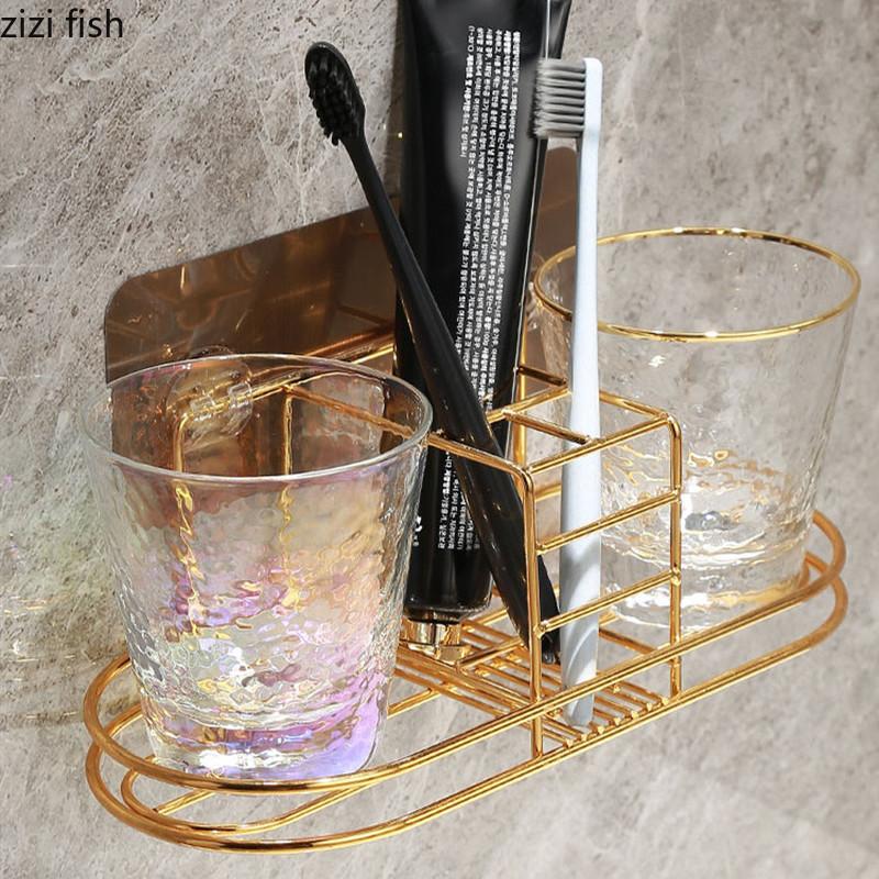 Набор стаканов для мытья посуды настенный/настольный металлический держатель для стакана принадлежности для ванной комнаты стеклянный стакан для ополаскивателя полости рта зубная щетка зубная паста настенная стойка для хранения