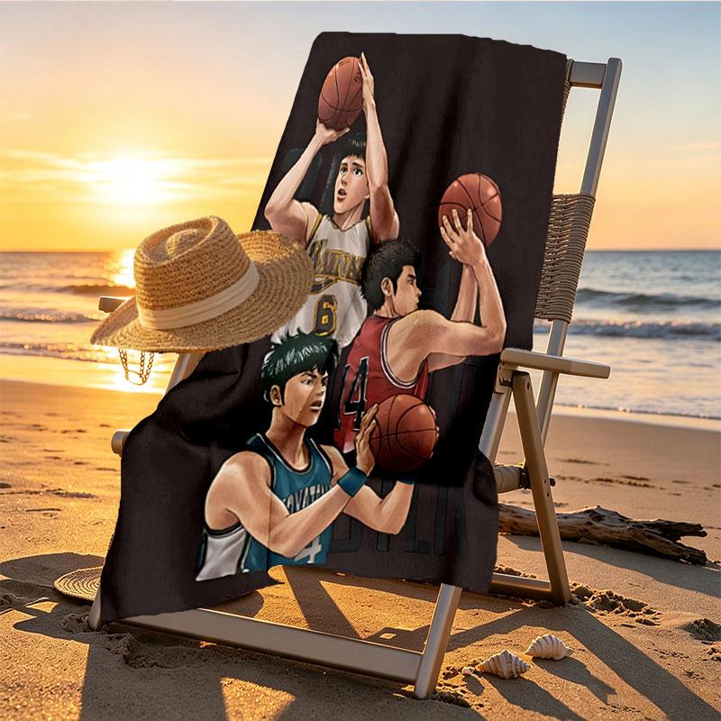 SLAM DUNK Print Beach Towel Design, Soft, Lightweight. for Home Bathroom, Spa, Pool, Yoga, Surfing, Camping, Gift for Family, Friend