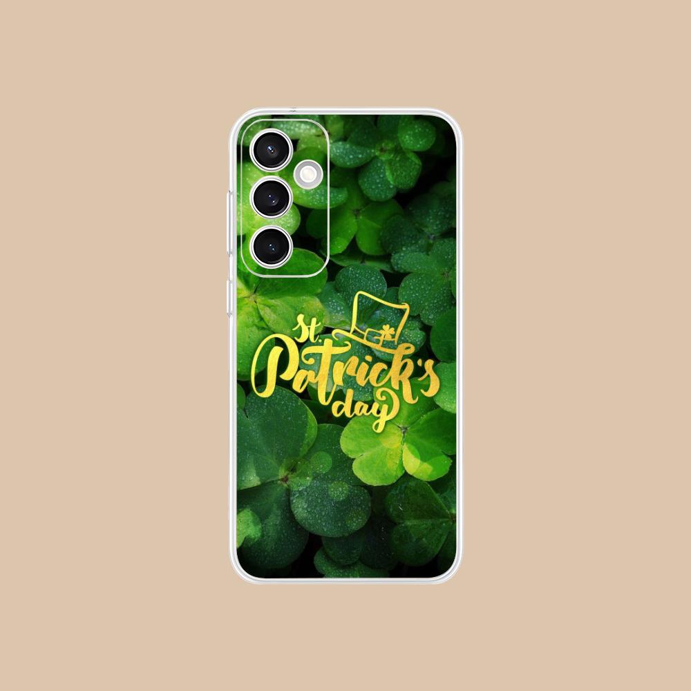 Чехол для мобильного телефона на День Святого Патрика для Samsung Galaxy S25 S24 S23 S22 S21Plus FE Ультрапрозрачный Цветной Чехол Роскошный Чехол
