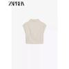 Zaprha 2025 New Arrival Pleated Decoration Minimalist V Neck Sleeveless Top Shirt Women's Silm Short 8026775