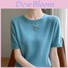 Knit T Shirt With Ribbed Sleeves For Casual Office Wear And Daily Style