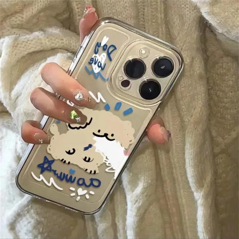 Милый мультяшный чехол для телефона с парой кошек и собак для iPhone 17 16 15 11 12 14 13 Pro Max Mini XS XR 7 Plus 17E Air Ударопрочный чехол Fundas