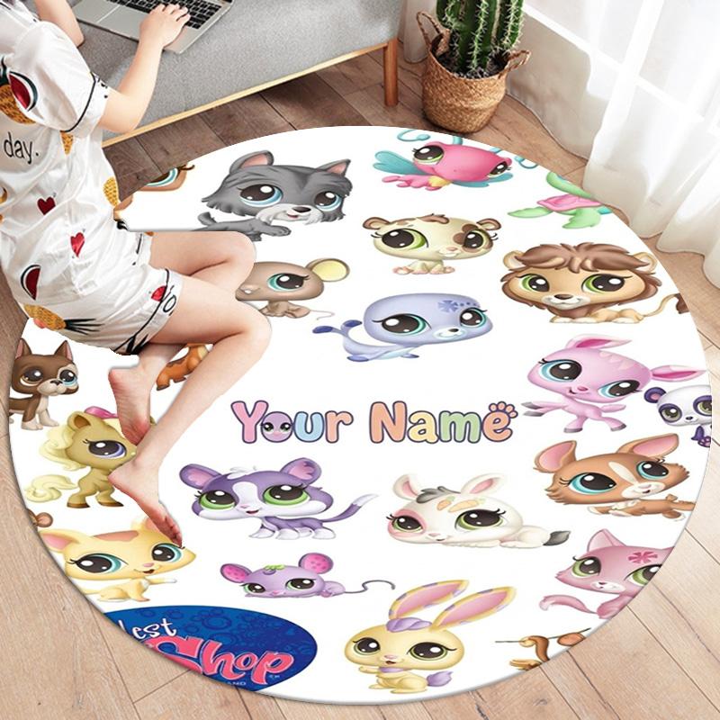 Littlest Pet Shop Custom Name Round Area Rug Carpet Rug For Living Room Bedroom Sofa Playroom Decor Nonslip Floor Mat