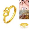 Chic Gold-plated Double Heart Ring Adjustable And Charming Heart Design Perfect For Women's Fashion