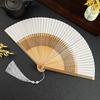 Hollow Handle Chinese Folding Fan With Tassel Antiquity Folding Fans  Gift