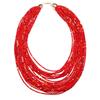 Bohemian Multi-layer Rice Beads Short Necklace Earrings Retro Exaggerated Personality Women's Sweater Chain Accessories