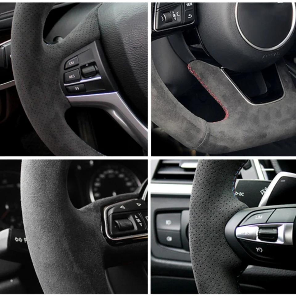 Car Steering Wheel Braid Cover Customized Anti-Slip Suede leather For BMW M Sport M3 E90 E91 E92 E93 E87 E81 E82 E88 X1 E84
