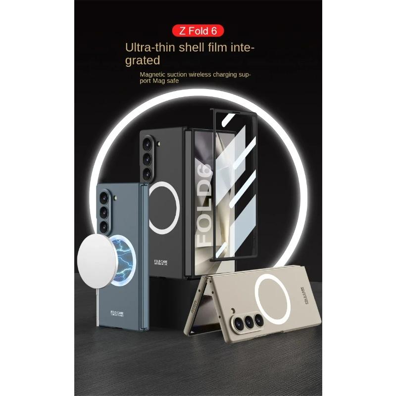 Магнитный чехол для телефона с беспроводной зарядкой для Samsung Galaxy Z Fold 6 5 4 3 Fold6 Fold5 Fold4 Fold3 5G Hard Shell Защитный чехол