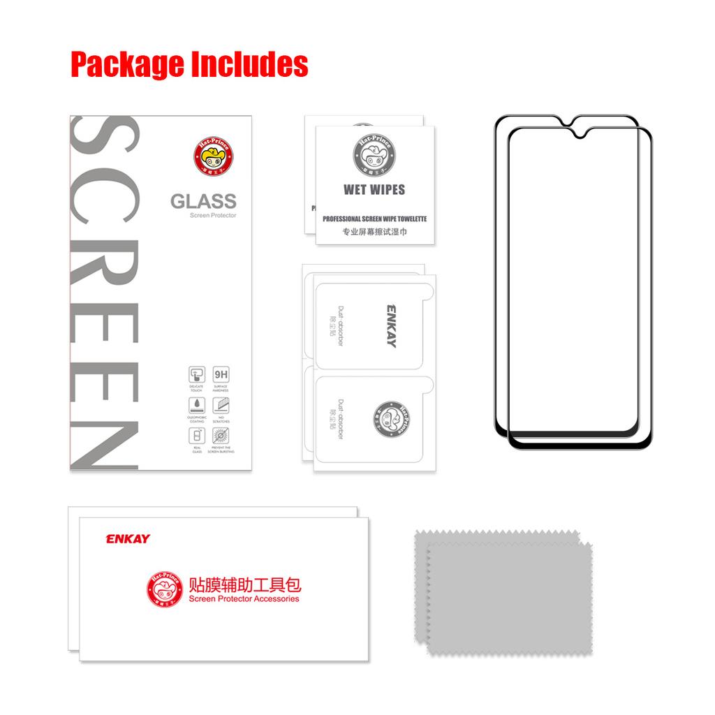 ENKAY HAT PRINCE 2Pcs for Realme V20 5G/C30 4G/C30s 4G Full Screen Protector Anti-fingerprint Silk Printing Film