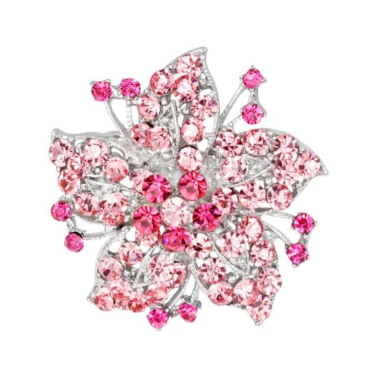 Lady Brooch Flower Shape Rhinestone Decor Anti-slip Shouder Bag Suit Coat Collar Hat Scarf Decoration Clothes Pin Party Prom Bride Wedding Garment