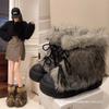 Женские короткие снежные ботинки на толстой подошве, 2026 г., новые, осенне-зимние, утолщенные, пушистые, теплые хлопковые ботинки
