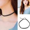 Women's Vintage Rivet Punk Chain Collar Choker Black Flocked Cloth Necklace