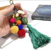 Flower Charms Keychains 1pc Accessories Colorful Tassels Keyring Multicolor Jewelry Pendant Beads Women Pompom Boho Style