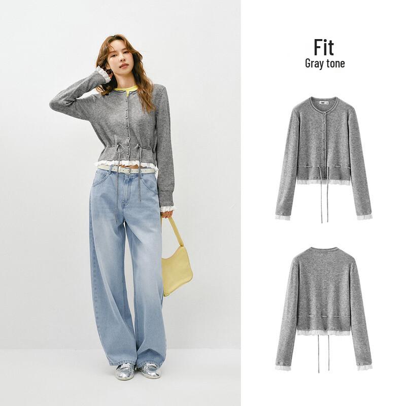 Женский короткий кружевной вязаный кардиган Semir