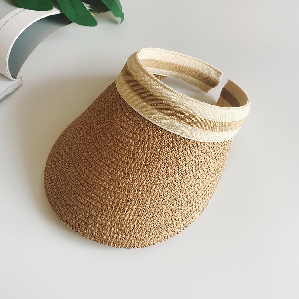 Sun Visor Hats For Women Wide Straw Visors Womens Foldable Beach Visors Summer Roll Up Ponytail Beach Hat