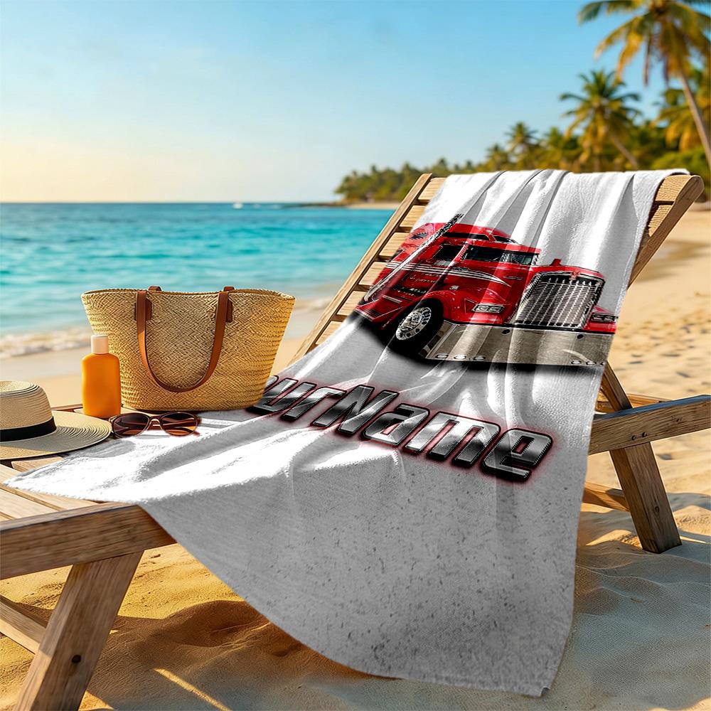 Peterbilt Heavy Trucks Customize Text Beach Towel Super Soft & Absorbent Perfect for Traveling Yoga Camping and Swimming