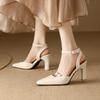 New Rubber Soft-soled Buckle High-heeled Sandals Summer Women's Bag Head Sandals Pointed Casual Solid Color Rear Empty Sandals