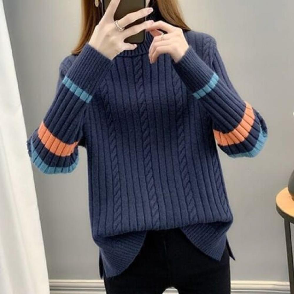 Navava Turtleneck Ribbed Knit Top Nk2779