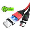 Magnetic Cable USB-C Data Cord Quick Charger Type-C Wire Fast Charging Mobile Phone QC3.0 3A