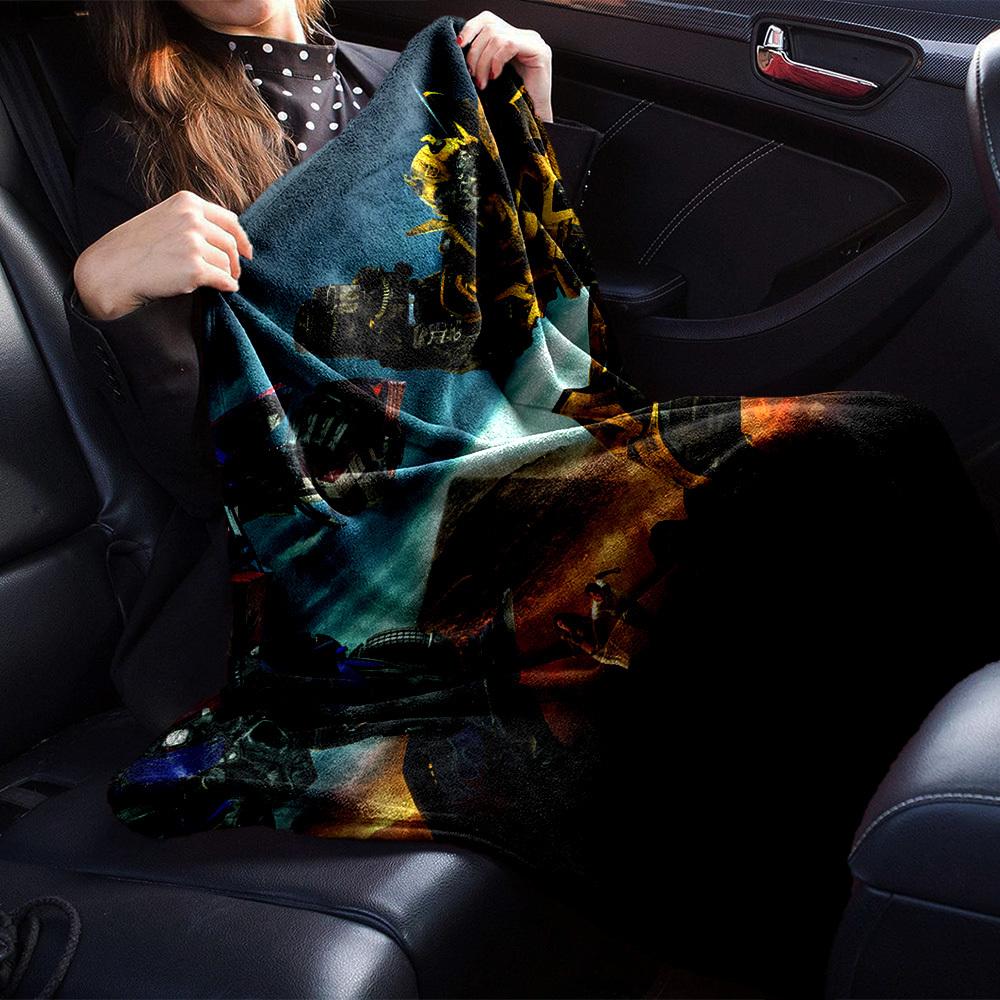 1pc Bumblebee Autobot Digital Printed Flannel Blanket, Super Soft Plush Fleece Bed Cover, Multipurpose Four Seasons Hypoallergenic Quilt for