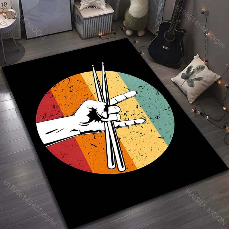 Music Life Musical Instruments Print Carpet for Living Room Bedroom Sofa Doormat Decor Area Rug Non-slip Floor Mat for Gifts