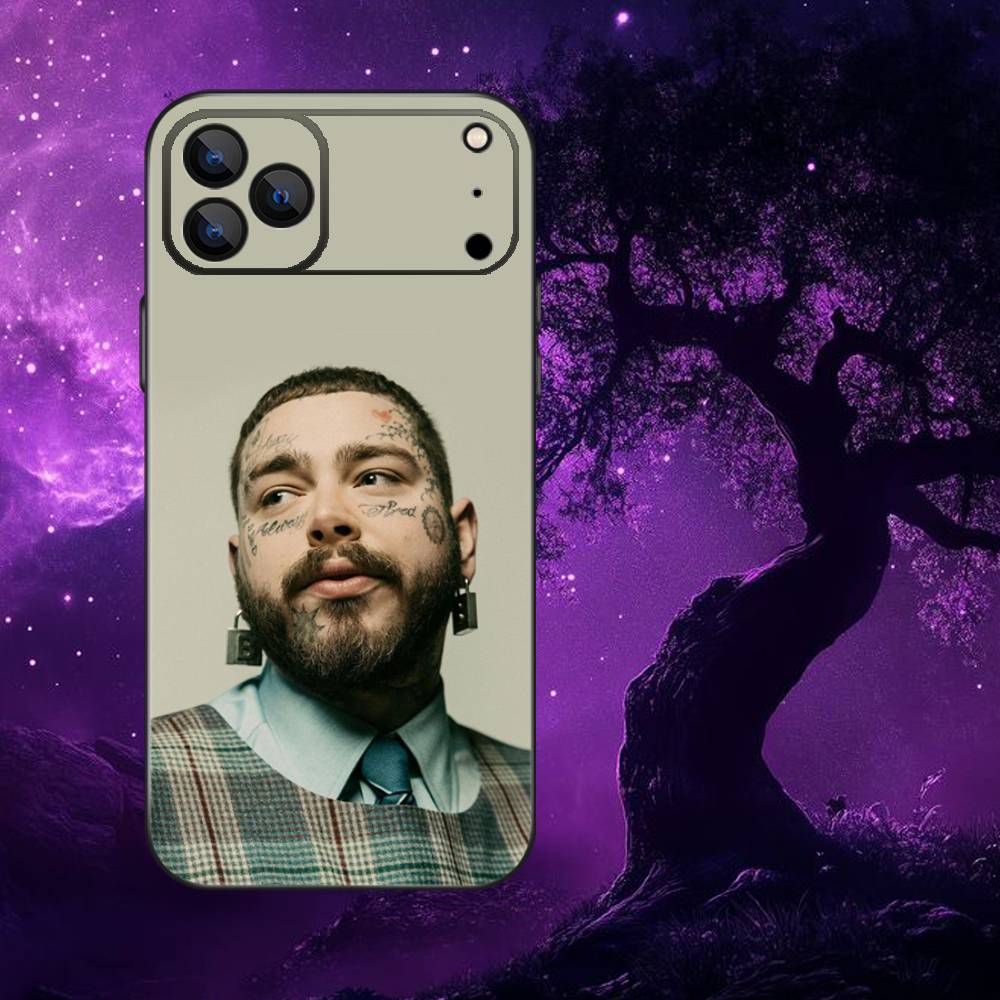 Чехол для телефона Singer P-Post M-Malone для iPhone 17,16,15,14,13,12,11,Pro,Max,Plus,E,Air,Mini Защитный черный чехол