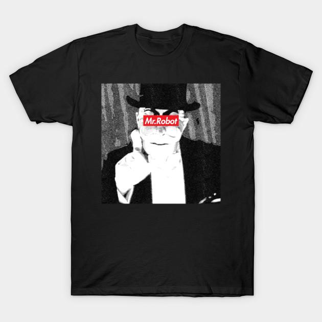 Men Black Print T-shirt F Society Mr Robot No-Cut Transfer Paper Print Cotton Tshirt