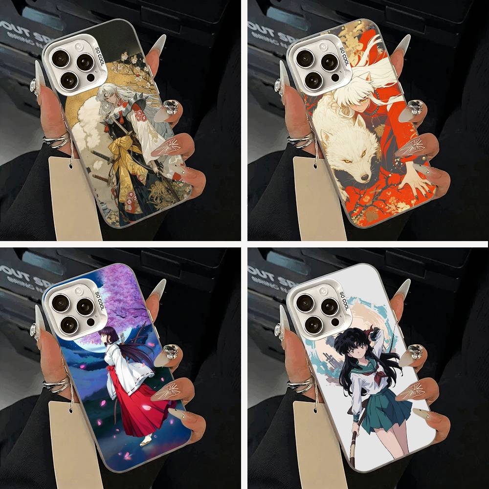 Чехол для телефона L-L-Inuyasha для iPhone 11 12 13 14 15 16 Pro Max Plus белый Серебристый Чехол для телефона