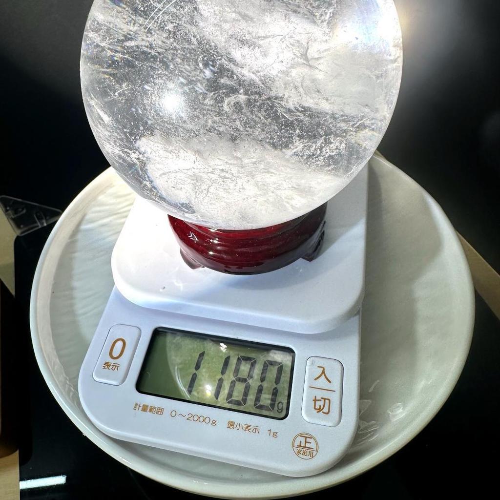 Used Crystal quartz round ball, approximately 98.8mm, one-of-a-kind, with pedestal, natural stone figurine
