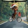 Dachshund Christmas Pendant Acrylic Dog Ornament for Christmas Tree Cute Biker Dachshund Design Festive Home Decorations Gift for Dog Lovers