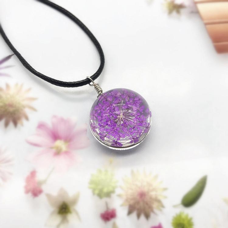 Beautiful Dandelion Necklace Eternal Flower Clavicle Chain Male and Female Couples Crystal Dried Flower Glass Ball Pendant Accessories