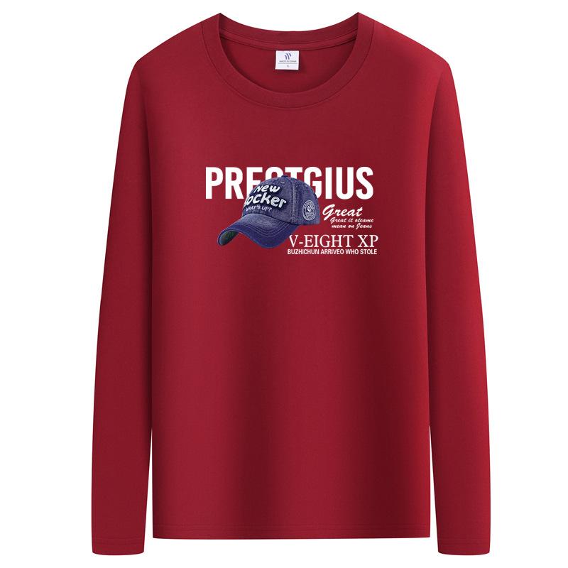 GMXIA Футболка с длинным рукавом на весну и осень, трендовая одежда с принтом и круглым вырезом, белая повседневная футболка с длинным рукавом, свободная основа