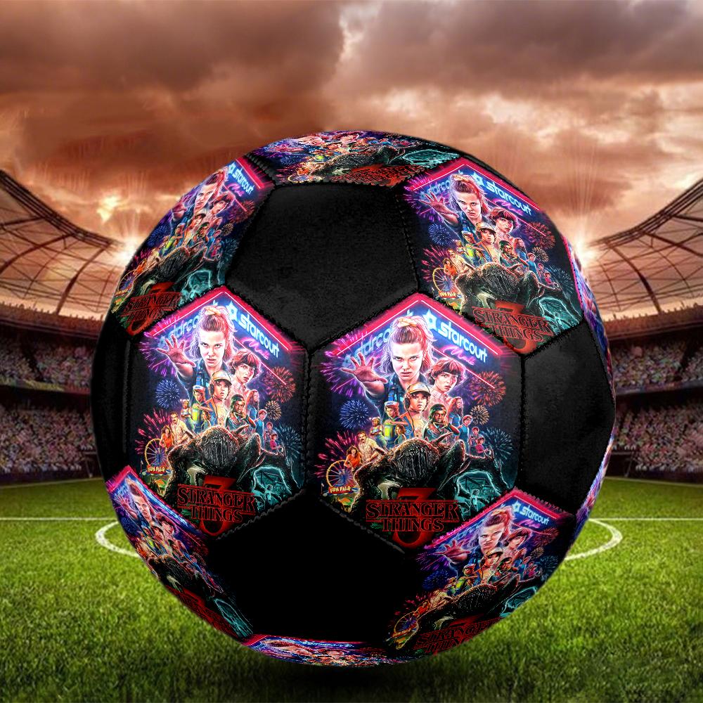stranger things Indoor Soccer Ball Colorful Machine Stitched PVC Size 5 Team Training Competition Ready Durable High-Bounce Cool Sports Gift