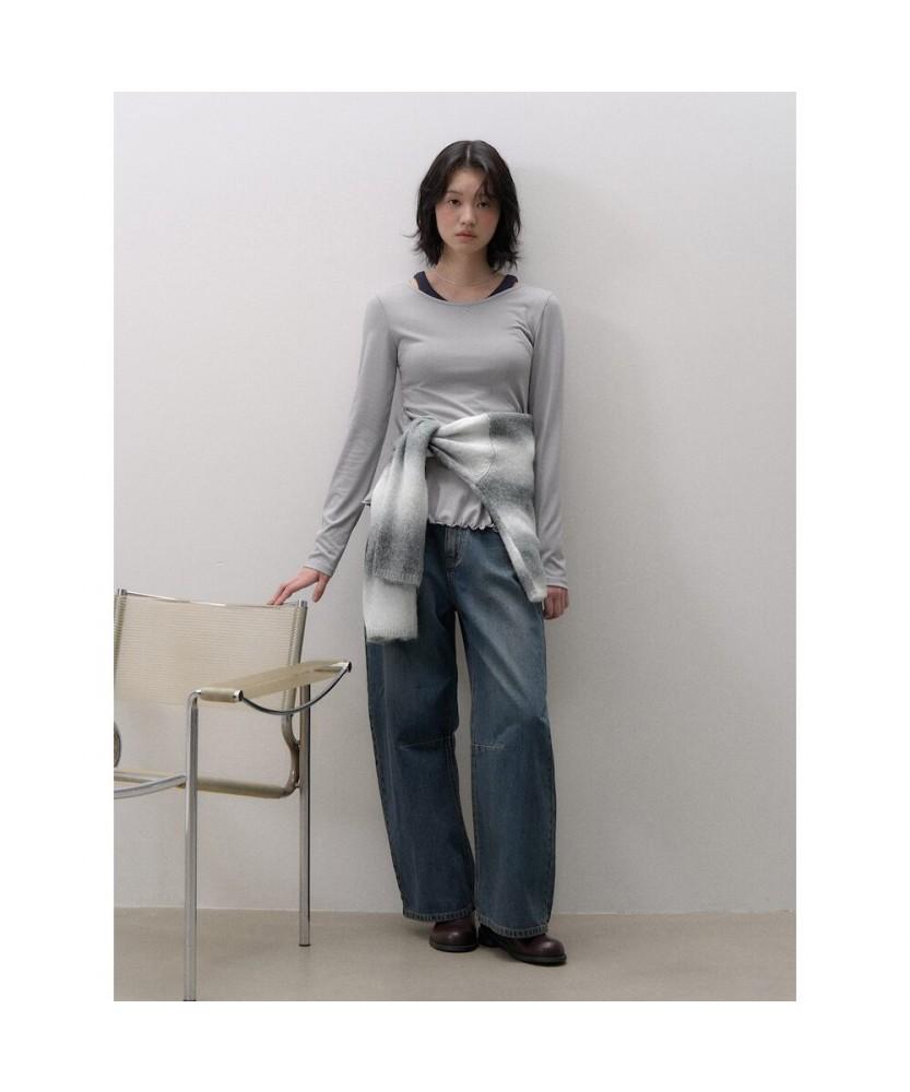 8SECONDS Long-Sleeve Tiered T-Shirt For Layering Gray