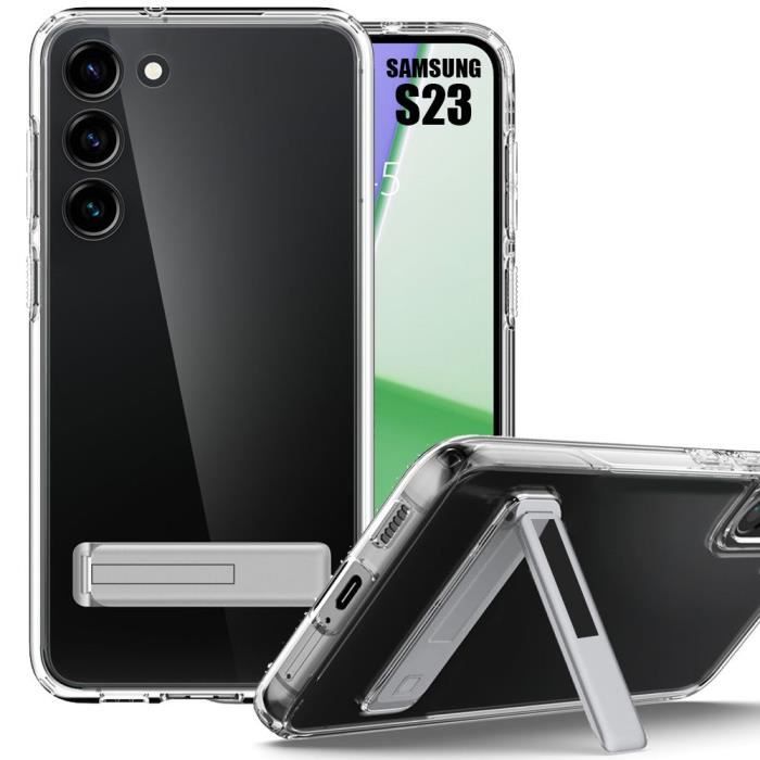Case - BOOLING - for Samsung Galaxy S23 - Soft Silicone - Transparent - Adjustable 95° Stand