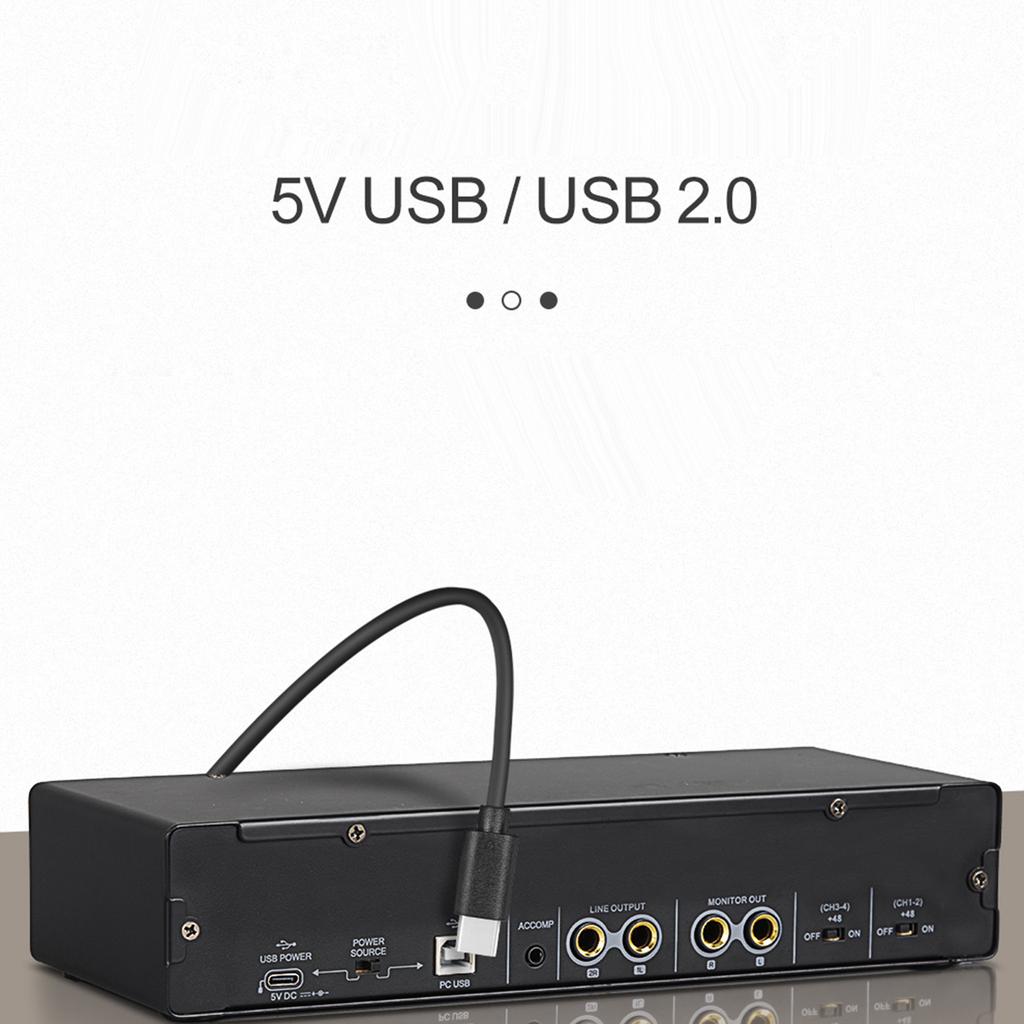 Четырехканальный аудиоинтерфейс звуковая карта для записей студийного качества Звуковая карта с фантомным питанием и питанием USB DC5V