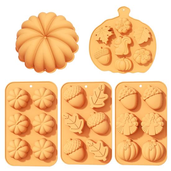 Силиконовая форма для торта на День благодарения в форме тыквы, осенние листья, многоразовая гибкая форма для шоколада, термостойкий инструмент для выпечки для тематической вечеринки в честь осеннего урожая