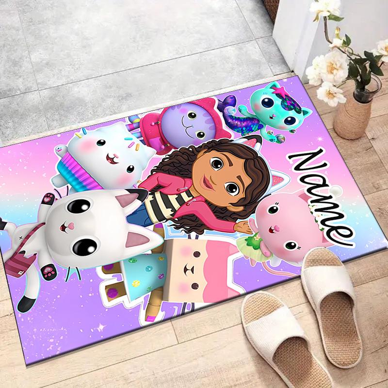 Custom Gaby's Bubble House Mat Personalized Name, Polyester Washable Indoor Entryway Rug, Gift for Christmas, Easter, Thanksgiving Day