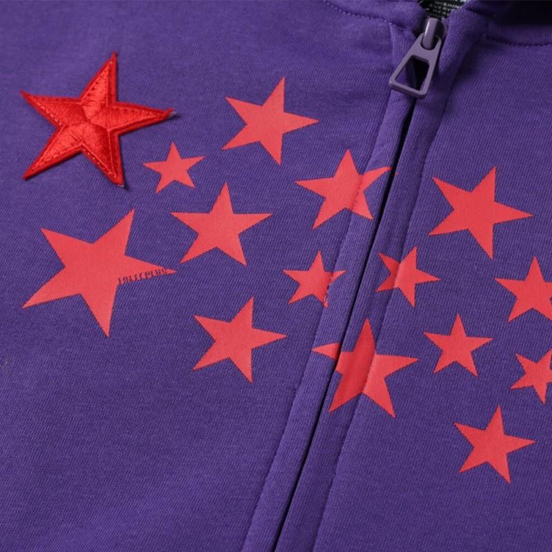 Mens Star Graphic Zip Up Hoodie Loose Fit Streetwear Sweatshirt Fall Winter